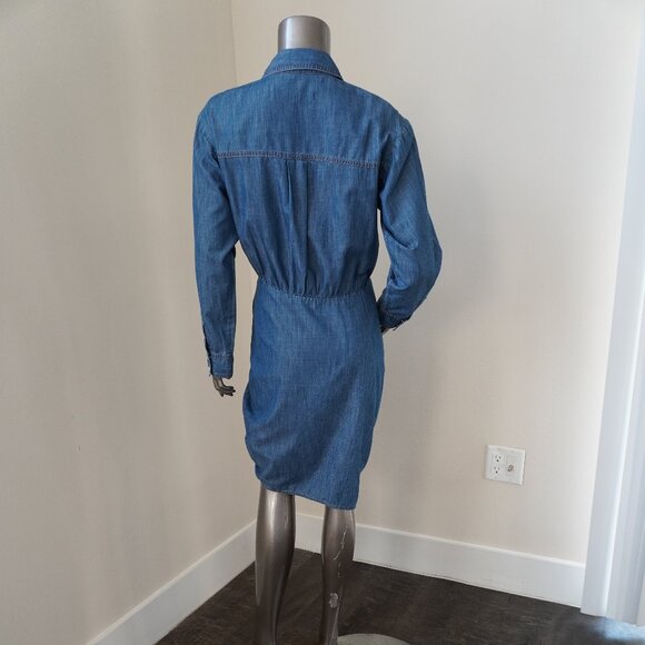 Veronica Beard Sierra Dress Blue Cotton Shirt Dress Rushed Size 00 New Tag - Picture 5 of 8